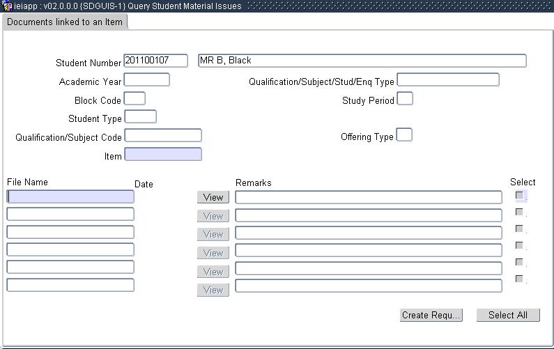 Example of Requested/Issued/Returned Items