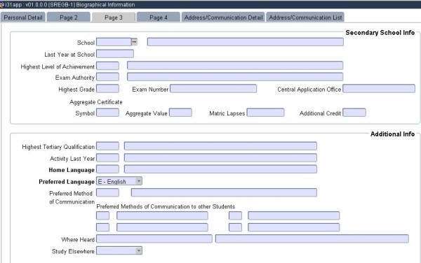 Biographical Info Secondary School & Add Info