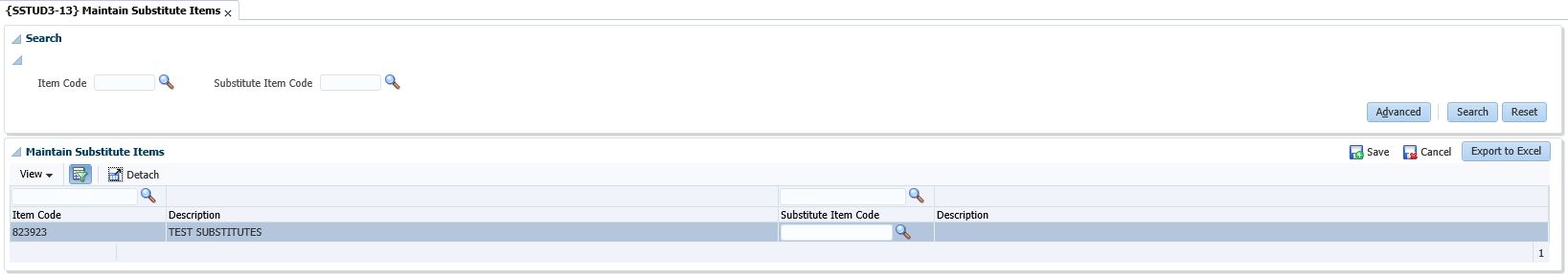 Example of Substitute Items