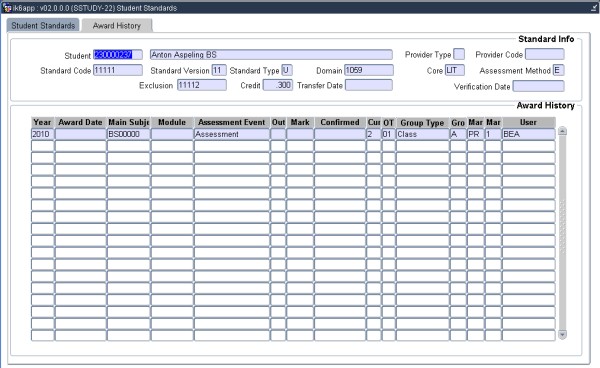 Example of Award History