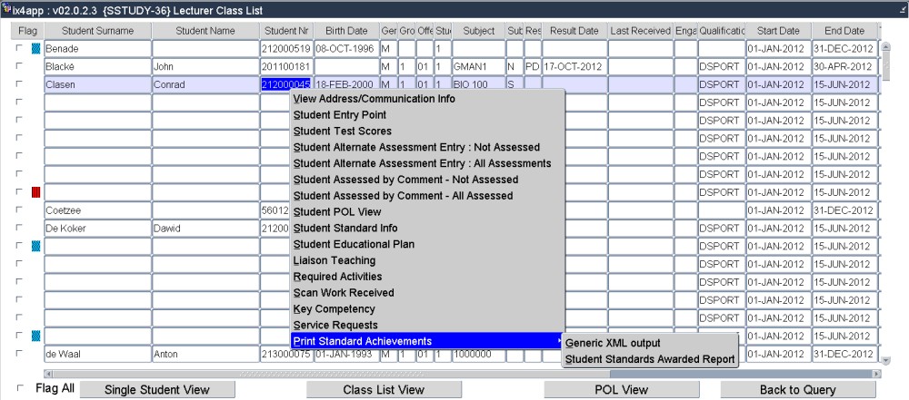 Example of Multi view Student Number