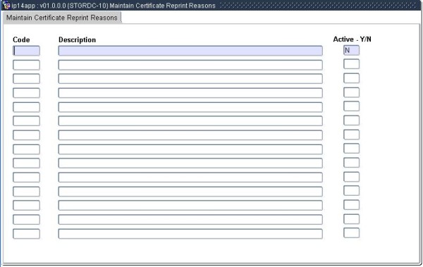 Maintain Certificate Reprint Reasons {stgrdc-10}