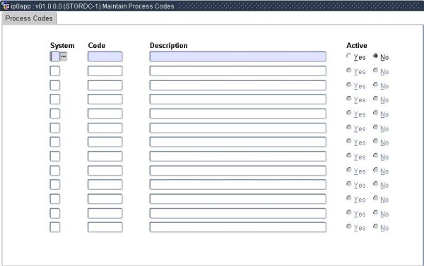 example of process codes screen stgrdc-1