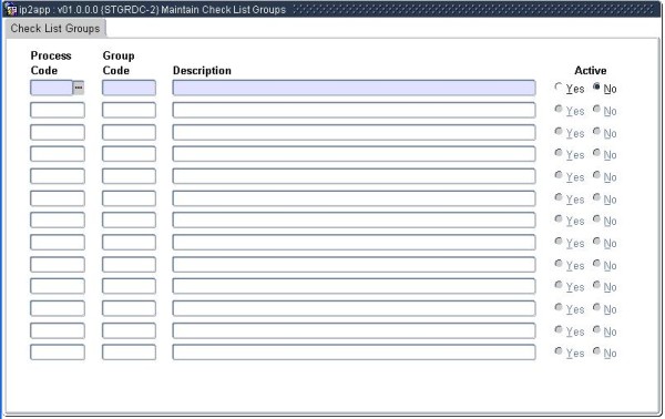 Maintain Check List Groups