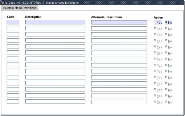 Maintain Hood Definitions