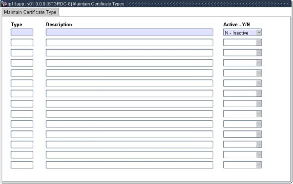Maintain Certificate type {stgrdc-8}