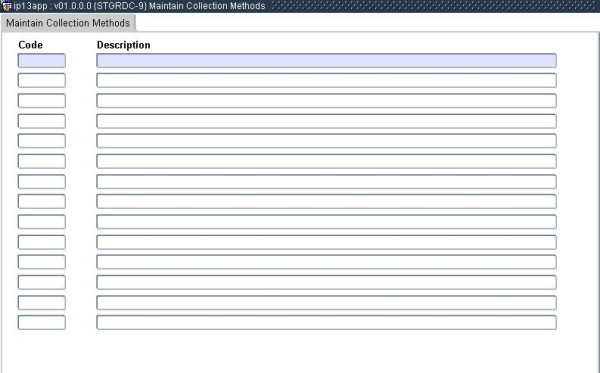 example of collection method screen