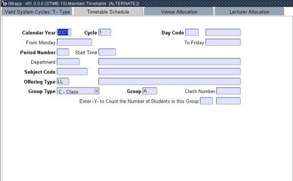 Example of Timetable Schedule