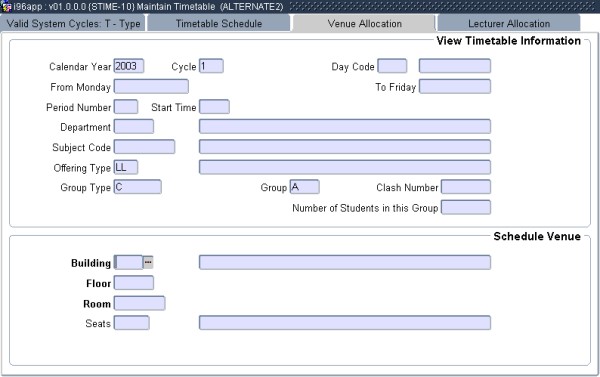 Example of Venue Allocation