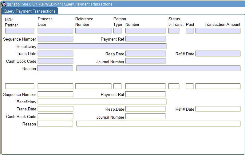 Query Host Payment screen