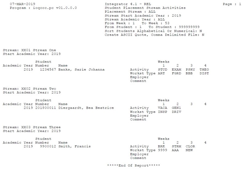 Example of Student to Streams