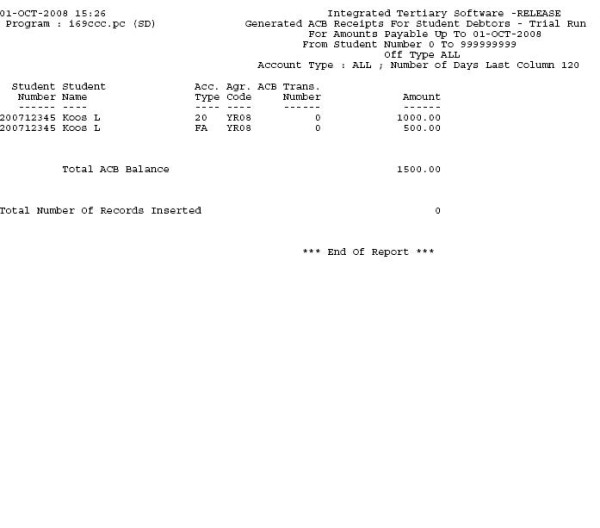 Generate ACB Receipts