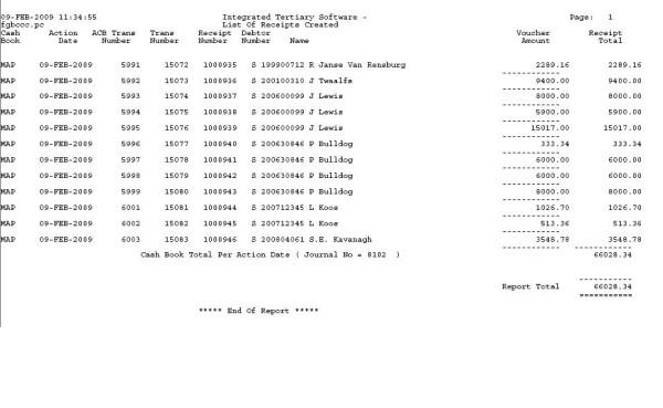 Copy receipts to subsystem.