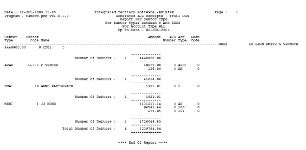 generate ACB receipts