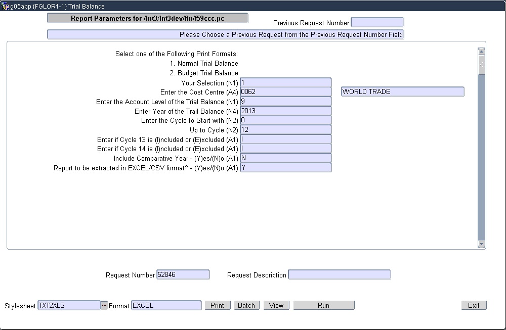 Using the report with Excel