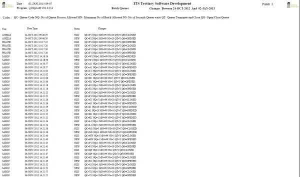 Batch Queues Logfile