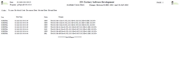 Academic Census Dates Logfile