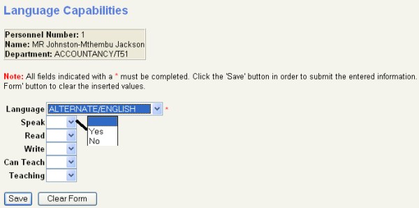language capabilities