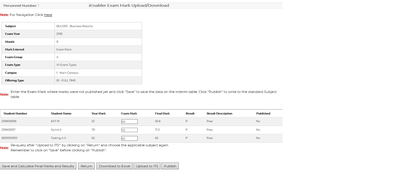 iEnabler Exam Mark Download