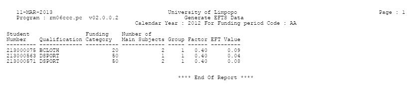 EFTs run output {REFT-4}