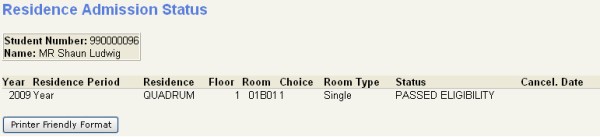 Residence admittance