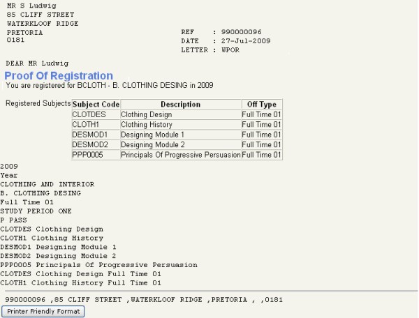 proof of registration