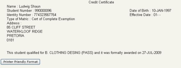credit certificate