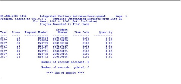 Example of Complete Request Report