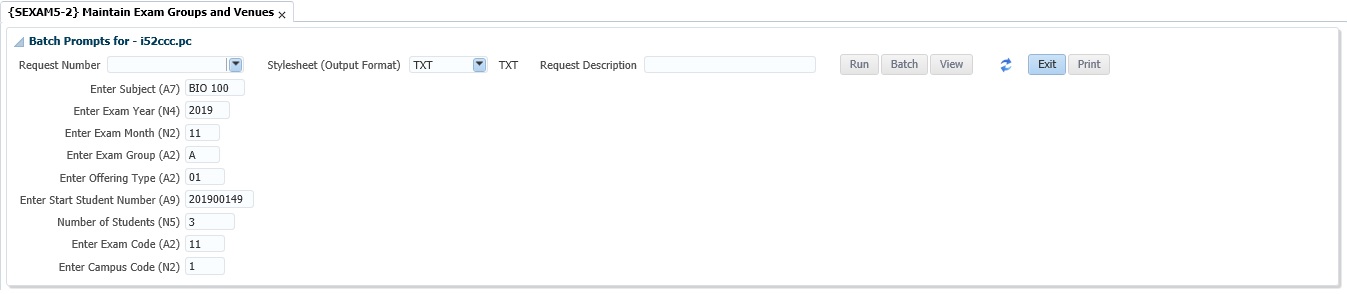Example of Examinaion Venues
