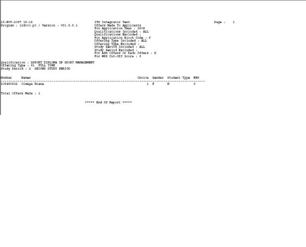 Offer Program report