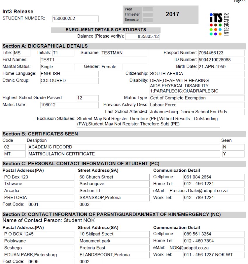 Alternative Enrolment Form 1