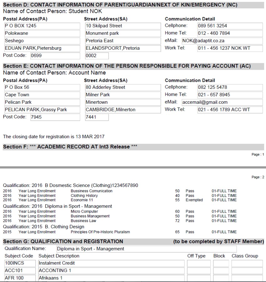 Alternative Enrolment Form 2