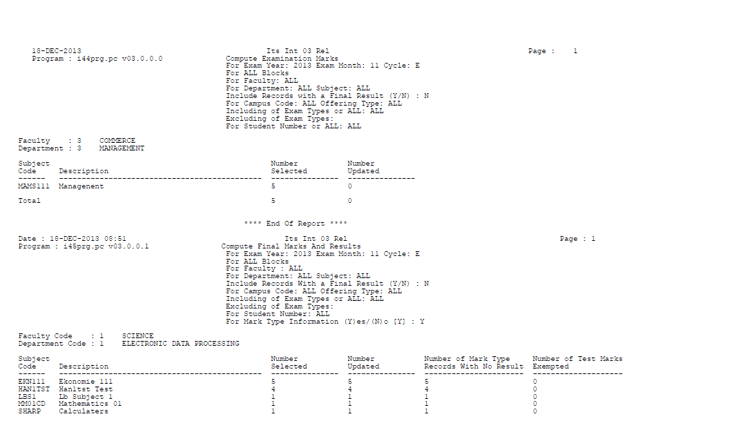 Example of cal program